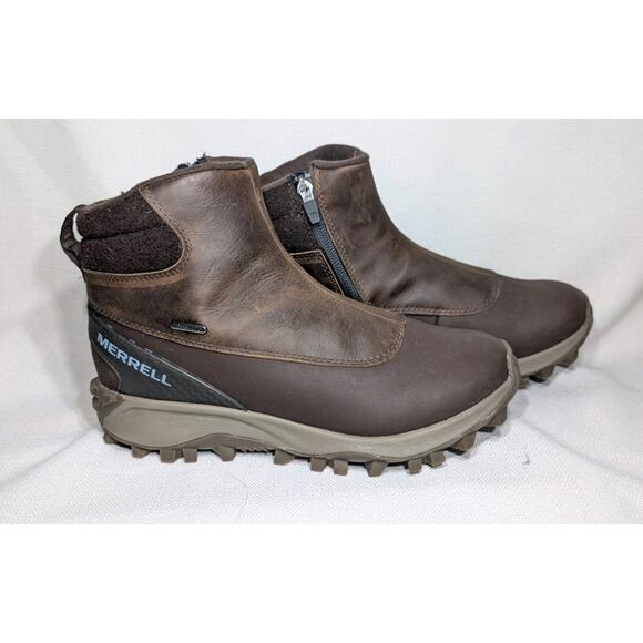 MERRELL Women's Thermal Kiruna Mid Zip Waterproof Snow Boot Sz 8.5 UK 39 Clay - Picture 1 of 9